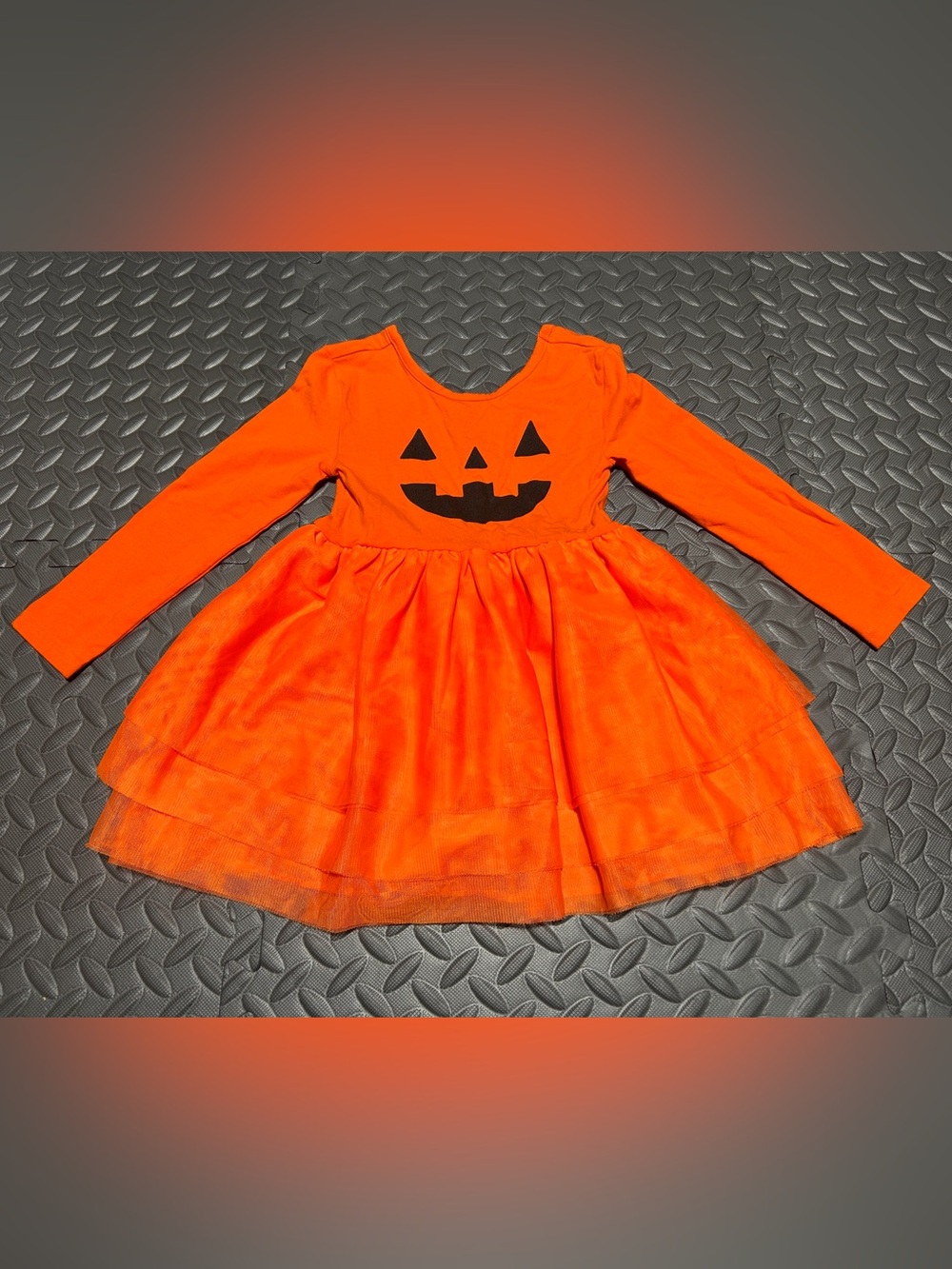 Old Navy Girls Orange Halloween Jack-O'-Lantern Tulle Dress